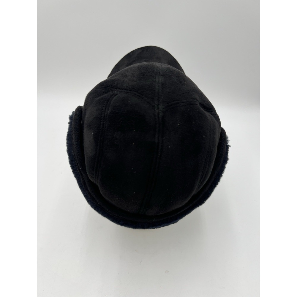 Scala Classics Black Faux Suede Ear Flap Winter Hat Faux Fur Lined Size M - Picture 5 of 14